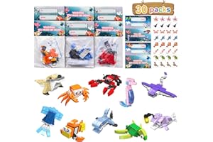 LYUBASA 30 Packs Valentines Day Gifts for Kids School, Sea Animal Building Blocks with Valentines Cards for Kids Classroom, Class Gifts Exchange, Party Favors for Kids Boys Girls Friendsine's Greeting Cards