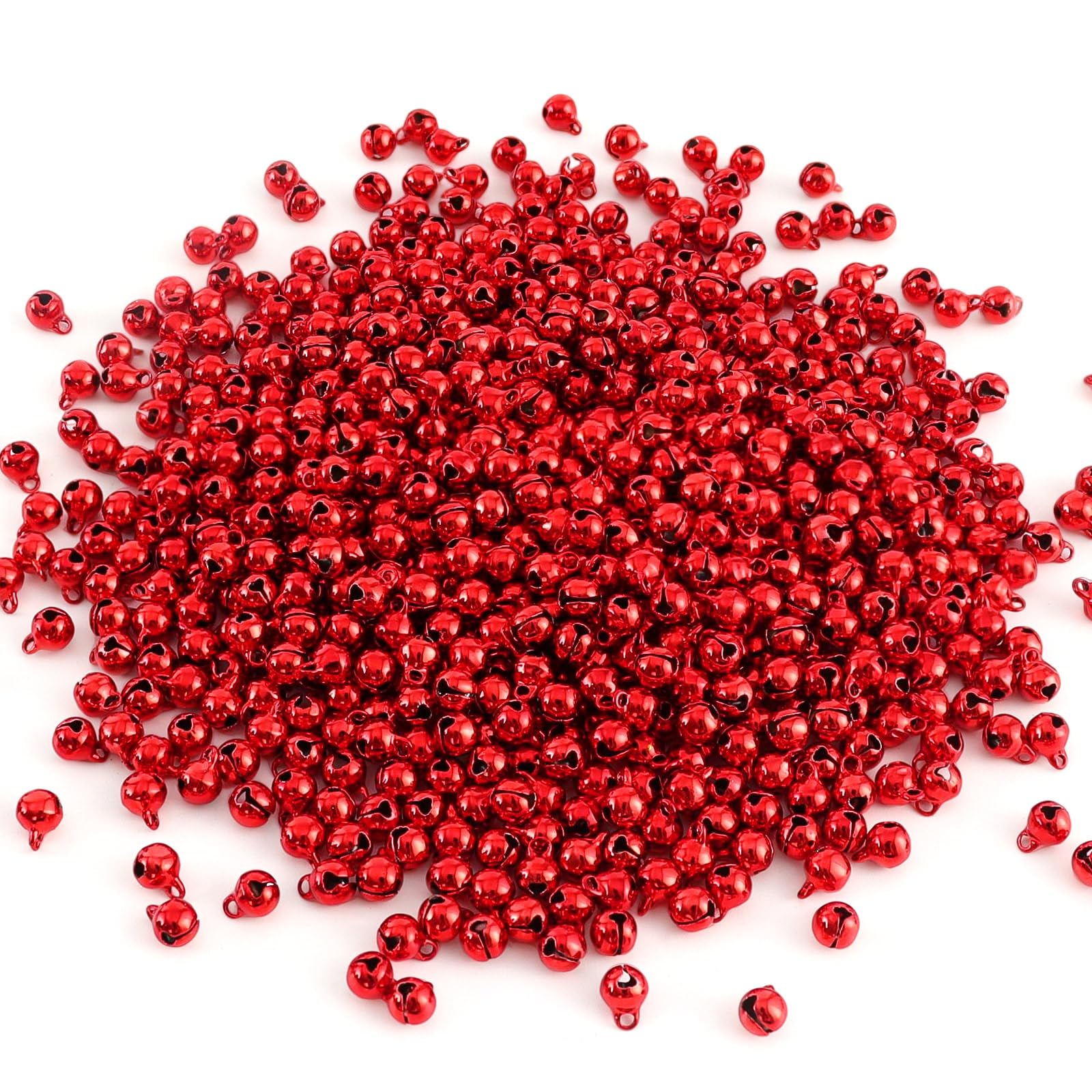 Photo 1 of 1/4 Inch Jingle Bells Small Bell Mini Bells, Tiny Crafts Bells, DIY for Christmas Home Making Ornaments Wreath Pet Decorations Bracelet Anklets Necklace Knitting Jewelry Making 120 Pcs, Red