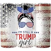 Trump Girl 20oz Skinny Tumbler - Double Wall Skinny Tumbler with Straw and Lid, Insulated Cup Stainless Steel Slim Travel Tumbler for Women and Men 20oz