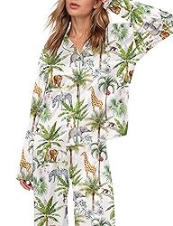 SHESHOW Pajamas for Women Set Long Sleeve Button