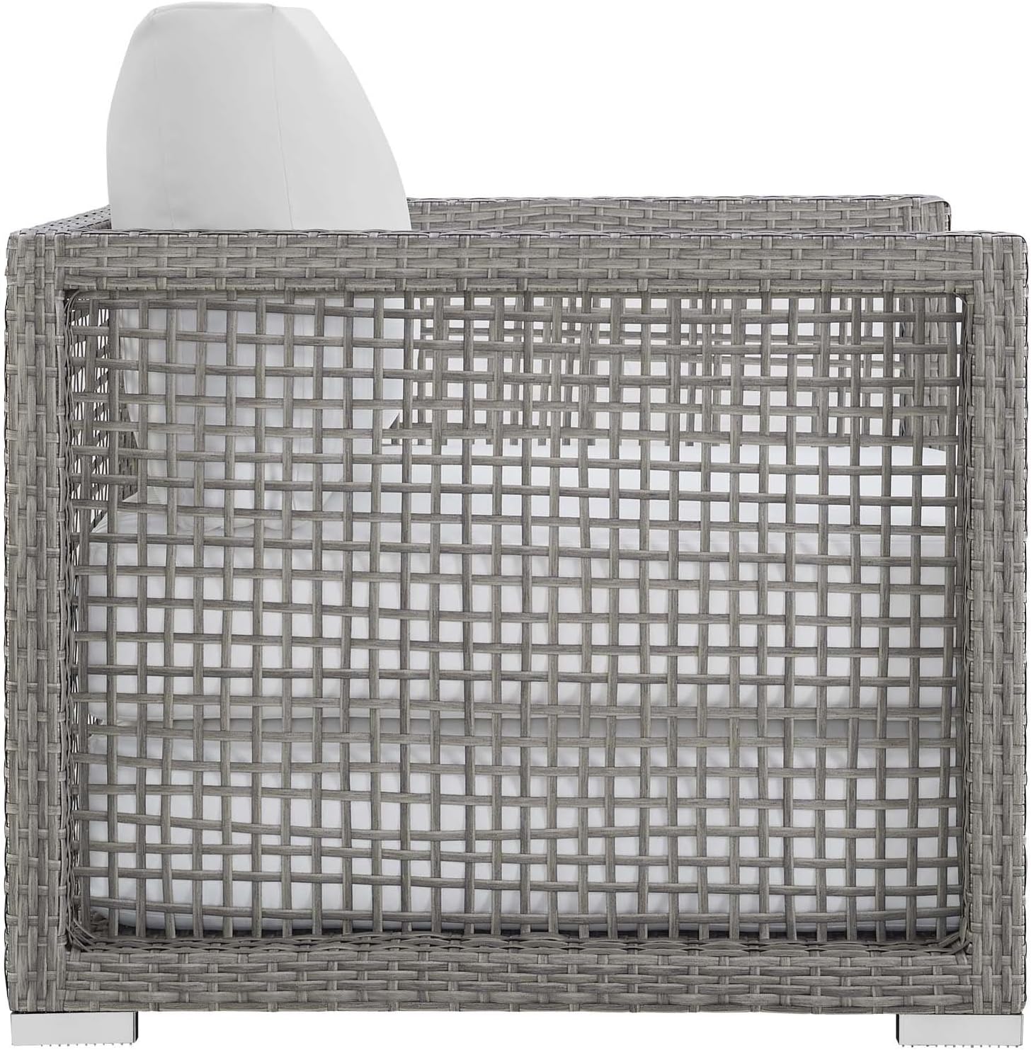 Modway Aura Wicker Rattan Outdoor Patio Dining Arm Chair with Cushion in Gray Gray : Garden & Outdoor