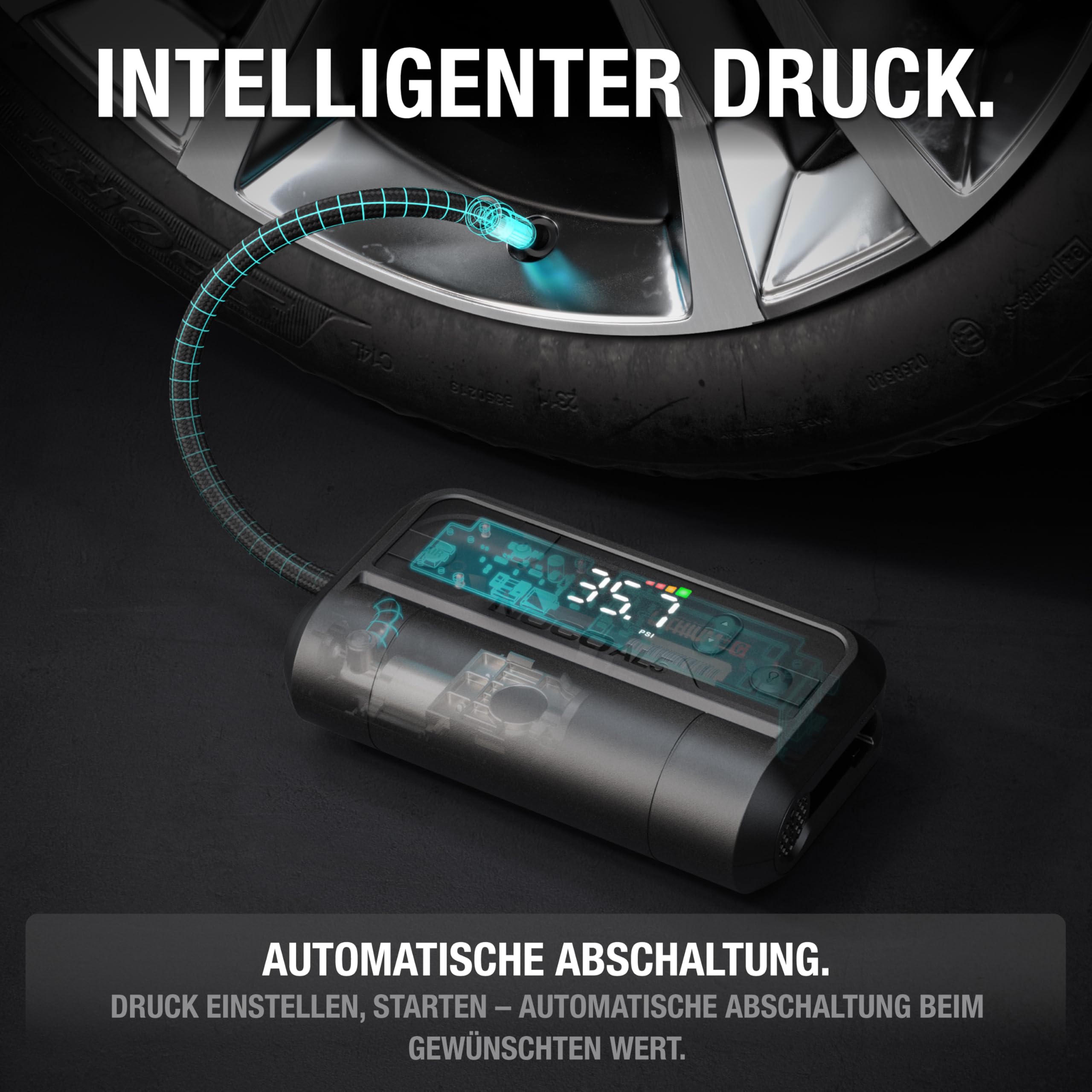 NOCO Air AL5: UltraSchnelle 5A Akku-Luftpumpe – Tragbarer Akku-Kompressor – 17 SLPM Luftstrom, 0–40 PSI in 7 Min – Digitales Manometer + automatische Abschaltung 5