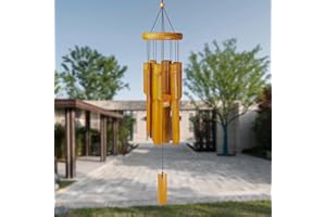 Nowpis Bamboo Wind Chimes for Outdoor and Indoor, 30 Inches Wooden Wind Chime with Soothing Melody Deep Tone for Gift or Decor Porch, Garden, Patio, Home and Backyard, Natural Beautiful Sound