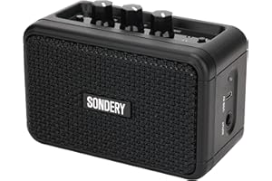 Sondery Mini Guitar Amp for Electric Guitars 5W Two Speakers Rechargeable Portable Pratice Small Amplifier with Overdrive/Clean Effects and Bluetooth