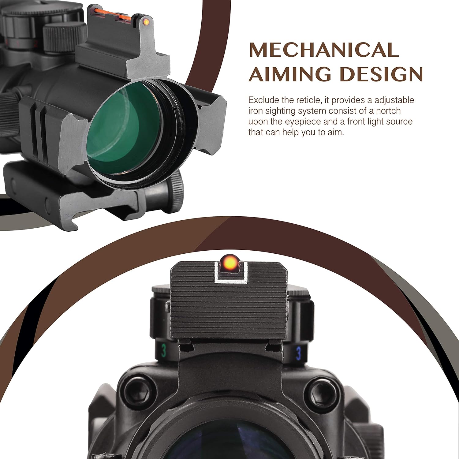 AOMEKIE Rifle Scope 4X32mm Airsoft Red Dot Sight Scope with Top Fiber Optic Sight and 11mm/22mm Picatinny Rail Mount for Hunting - Image 4