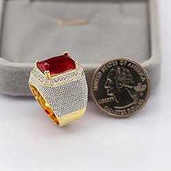 Uloveido Men Yellow Gold Plated Emerald Cut