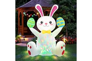 Gardentime Easter Bunny Inflatable Outdoor Decorations 4 FT Easter Egg Rabbit Lighted Cute Blow Up Inflatable Decor Indoor Outdoor Yard Garden Lawn Party Patio Decoration