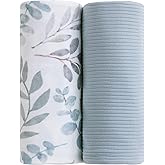 lasoftan Jersey Swaddle Blanket, Ultra Soft Stretchy Receiving Blanket, Newborn Swaddle Wrap for Boys & Girls, 40 x 30 inches, 2 Pcs