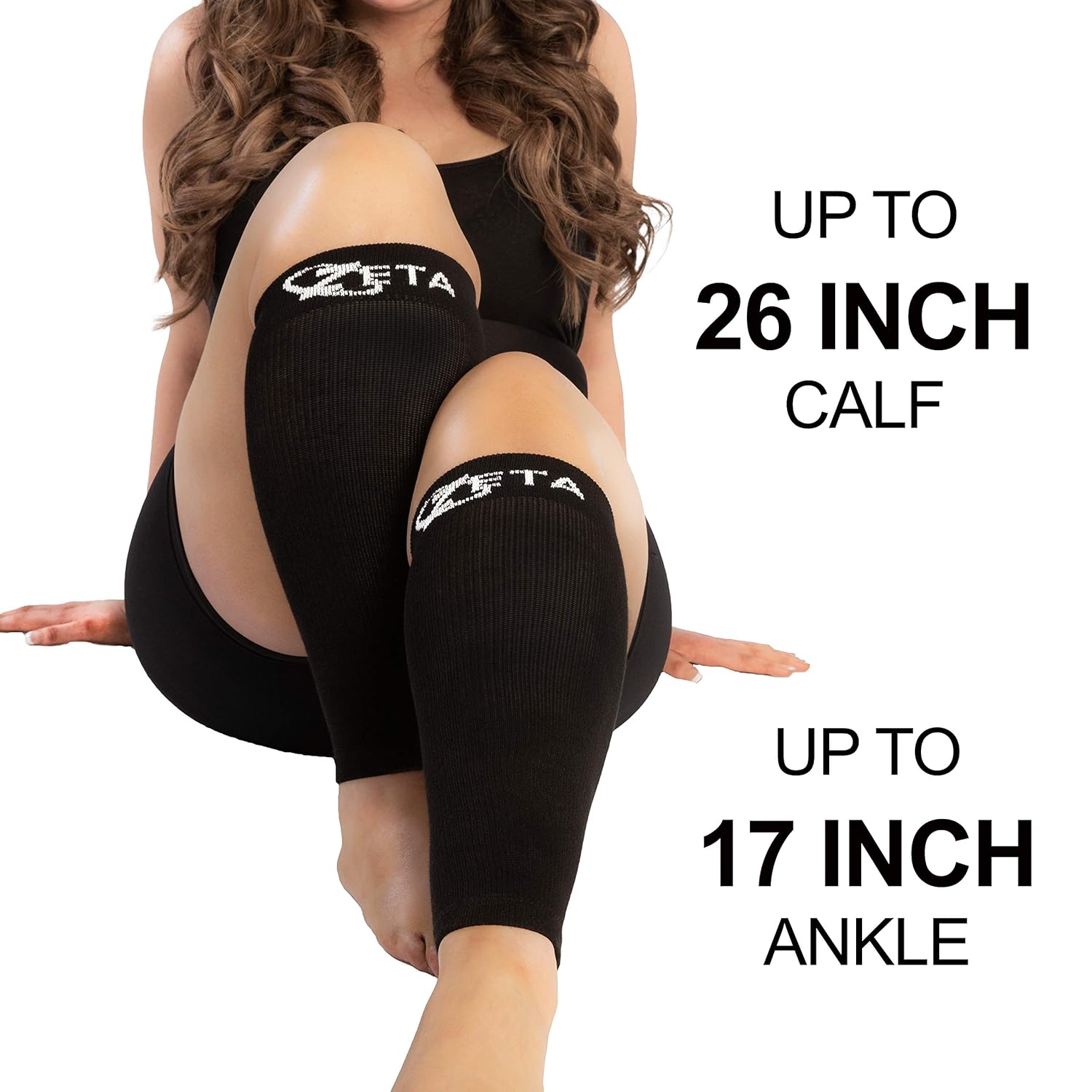 Zeta Wear Calf Compression Sleeve Men & Women, Plus Size Wide Shin Splints Support and Calf Support Sleeves - Image 3