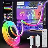 ANGELHALO Outdoor Neon Rope Lights, Smart Neon Lights IP65 Waterproof with DIY Scene Modes, Music Sync, Flexible LED Neon Lights, Custom DIY Neon Strip Lights Work with Alexa Google Assistant,16.4ft
