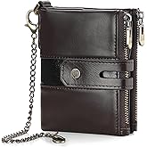 GAEKEAO Chain Wallets for Men - Bifold RFID Blocking Mens Wallet with Chain, High Security Leather Wallets with Coin Pocket