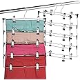 ZOBER Space Saving 5 Tier Metal Skirt Hanger with Clips (3pk) Hang 5-on-1, Gain 70% More Space,Rubber Coated Hanger Clips,360