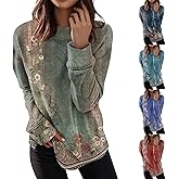 Oversized Crewneck Sweatshirt For Women Fall Graphic Pullover Sweatshirts No Hood Ladies Lightweight Plus Size Side Slit Tops