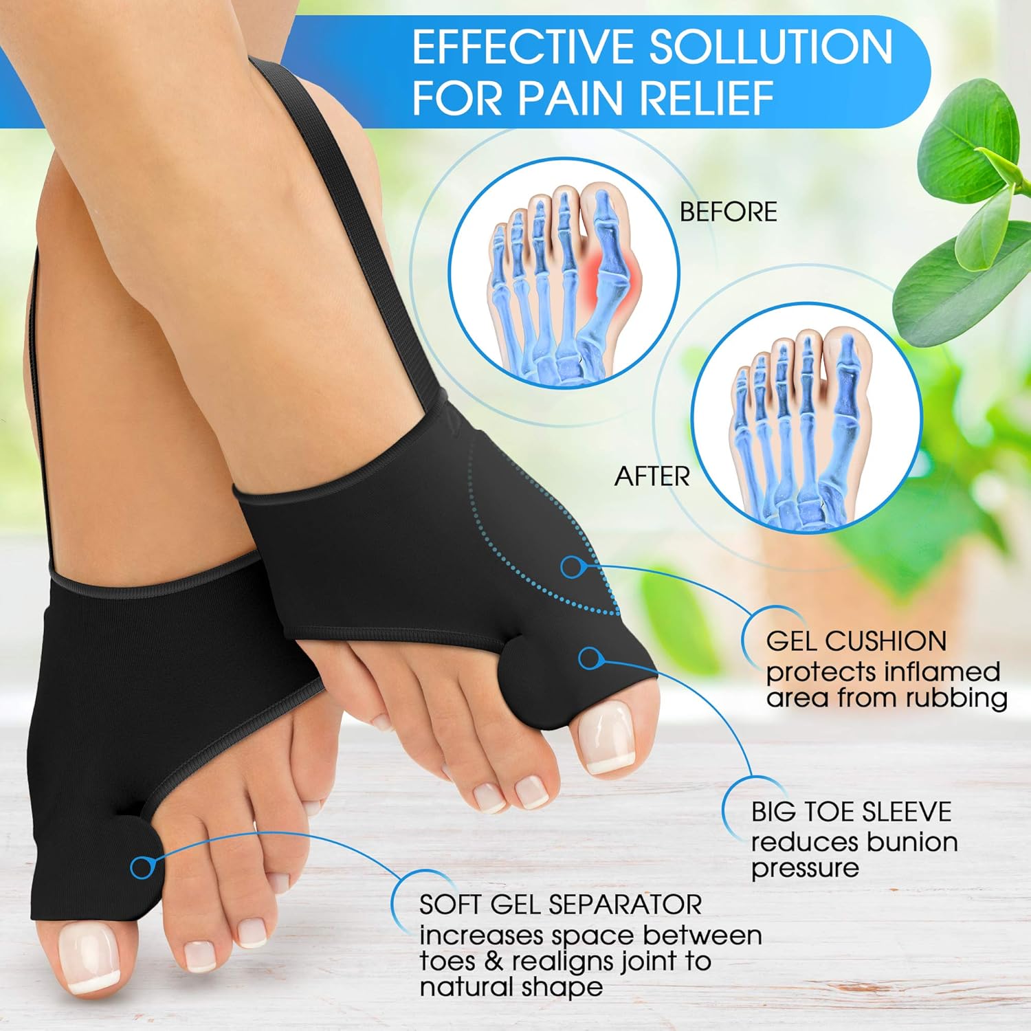 Orthopedic Bunion Splint - Bunion Corrector - Sleeve for Hallux Valgus Bunion Pain Relief - Non-Surgical Hallux Valgus Correction - Hammer Toe Straightener - Day Night Support: Industrial & Scientific