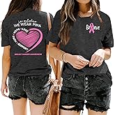 QAUN Breast Cancer Shirts Women: Breast Cancer Awareness Shirt Pink Ribbon Tshirt in October We Wear Pink Tee Tops