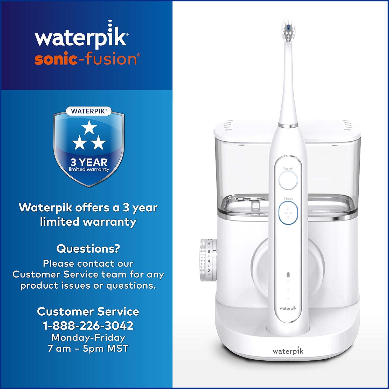 Waterpik Sonic-Fusion Professional Flossing Toothbrush, Electric Toothbrush & Water Flosser Combo in One, SF-02 White: Beauty
