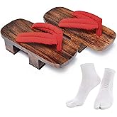 Azumasun Japanese Wooden Clogs with Tabi Socks For Men Women