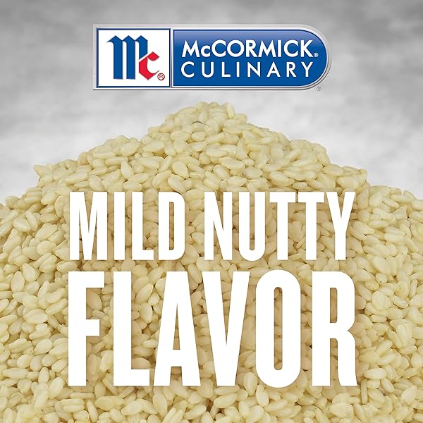 MCCORMICK CULINARY WHOLE SESAME SEED, 16 OZ – ONE 16 OUNCE CONTAINER OF HULLED WHOLE WHITE SESAME SEEDS PERFECT FOR NOODLE DISHES, SUSHI, STIR-FRIES AND COATING FOR MEAT AND FISH