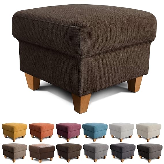 Cavadore Hocker Finja, kleiner Sitzhocker im Landhausstil, passend zum Sessel Finja, Maße: 59 x 47 x 59 cm (BxHxT), Farbe: Du