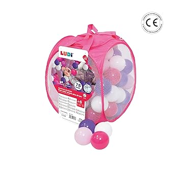 Ludi Sac De 75 Balles Multicolores Souples En Plastique Anti écrasement A Partir De 6 Mois Balles à Lancer Faire Rouler Et Pour Piscine à Balles - 