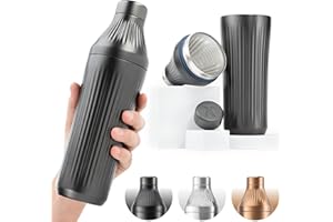 Elevated Craft Diamond Edition Hybrid Cocktail Shaker Set - Premium Vacuum Insulated Gunmetal Black, 28 oz, Includes Built-In