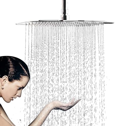 WYJP Duschkopf Regendusche Einbauduschköpfe Kopfbrause Regenbrause mit Anti-Kalk-Düsen Edelstahl poliert Spiegeleffekt Hochgl