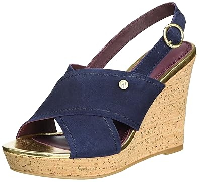Tommy Hilfiger Damen E1285del 6b Offene Sandalen mit Keilabsatz