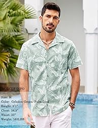 COOFANDY Men Linen Aloha Shirts Button Up
