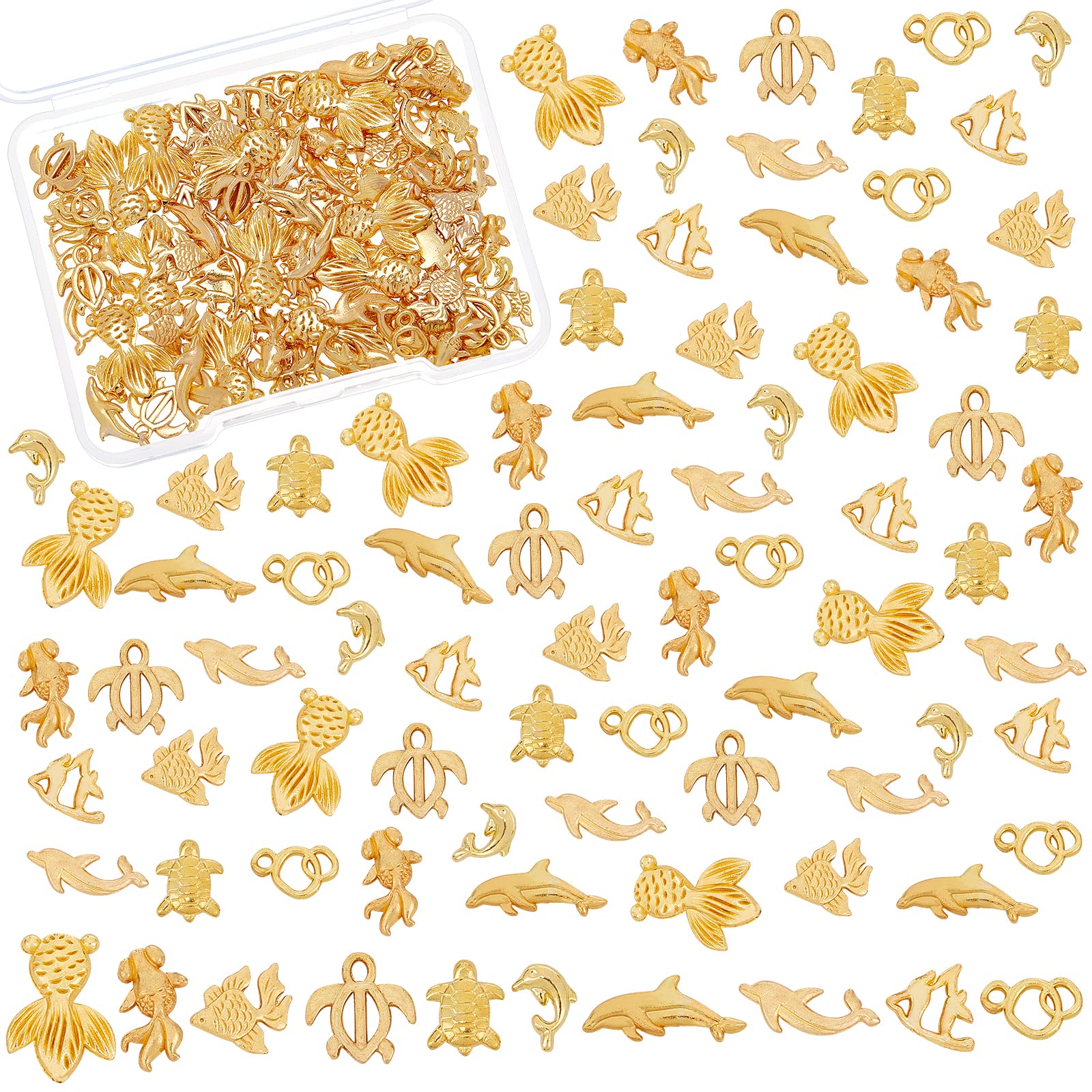OLYCRAFT 120 Pcs Resin Fillers 10 Styles Alloy Resin Filling Accessories Ocean Animal Epoxy Resin Supplies for Resin Jewelry Making, Nail Arts and Crafting - Golden — image 1