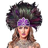 HOMELEX Women's Black Feather Headpiece Carnival Caribbean Headdress Showgirl Accessories