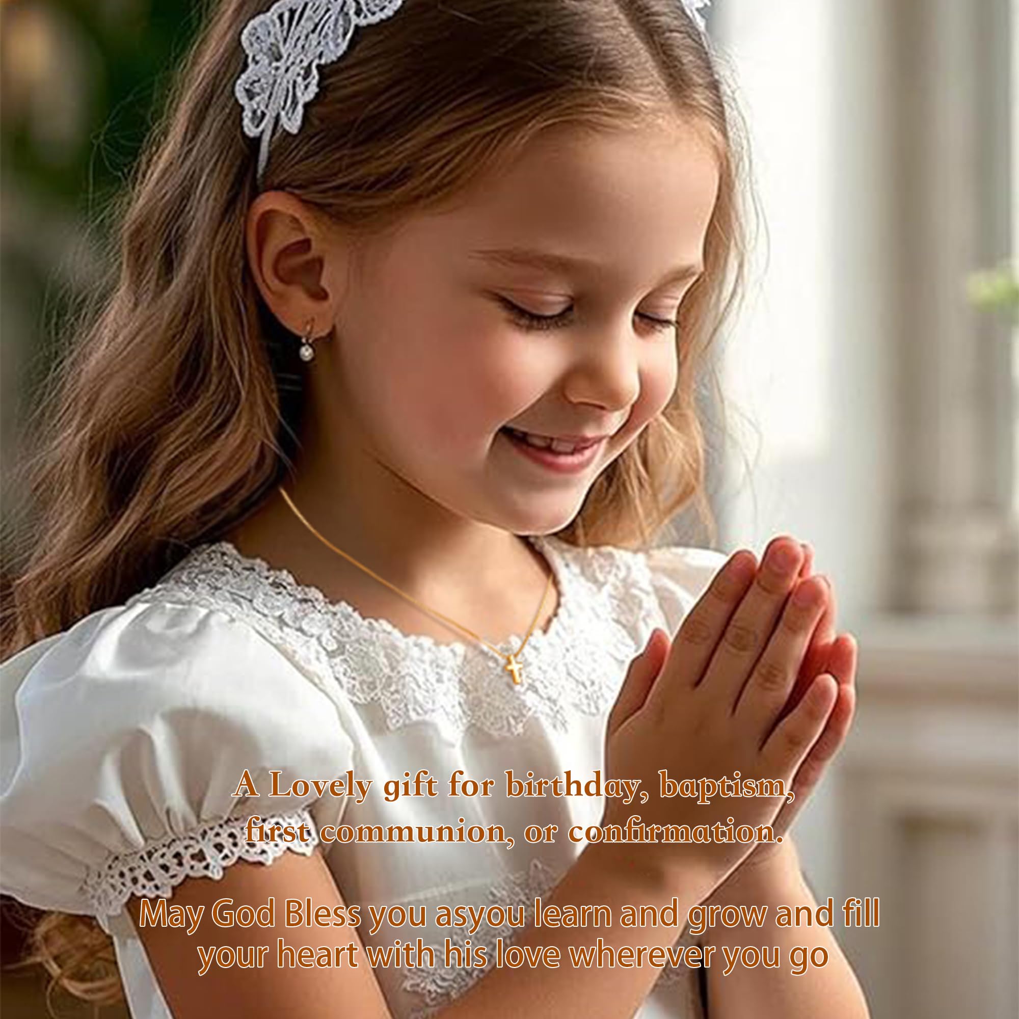 Poxtex Cross Necklace for Women Girls, Dainty 14K Gold Silver Plated Cross Choker Pendant Jewelry Non Tarnish Waterproof Trendy Cute Simple Small Necklace Easter Christian Baptism Religious Faith Jewelry Gifts