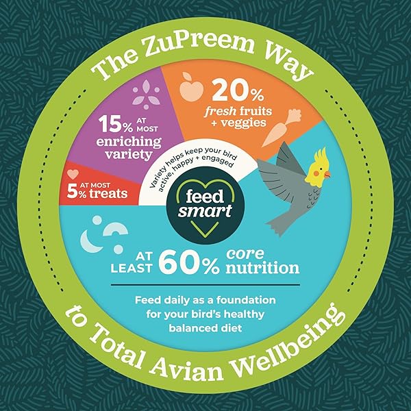 ZUPREEM NATURAL BIRD FOOD, BIRD FEED PELLETS FOR PARROT, CONURE, CAIQUE, AFRICAN GREY, ECLECTUS, SMALL COCKATOO, ZUPREEM CORE NUTRITION, MADE IN USA, ADDED VITAMINS, PARROT FOOD, (M/L, 10 LB BAG)