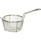 Winco Steel Round Wire Fry Basket, 8-Inch, Medium, Nickel