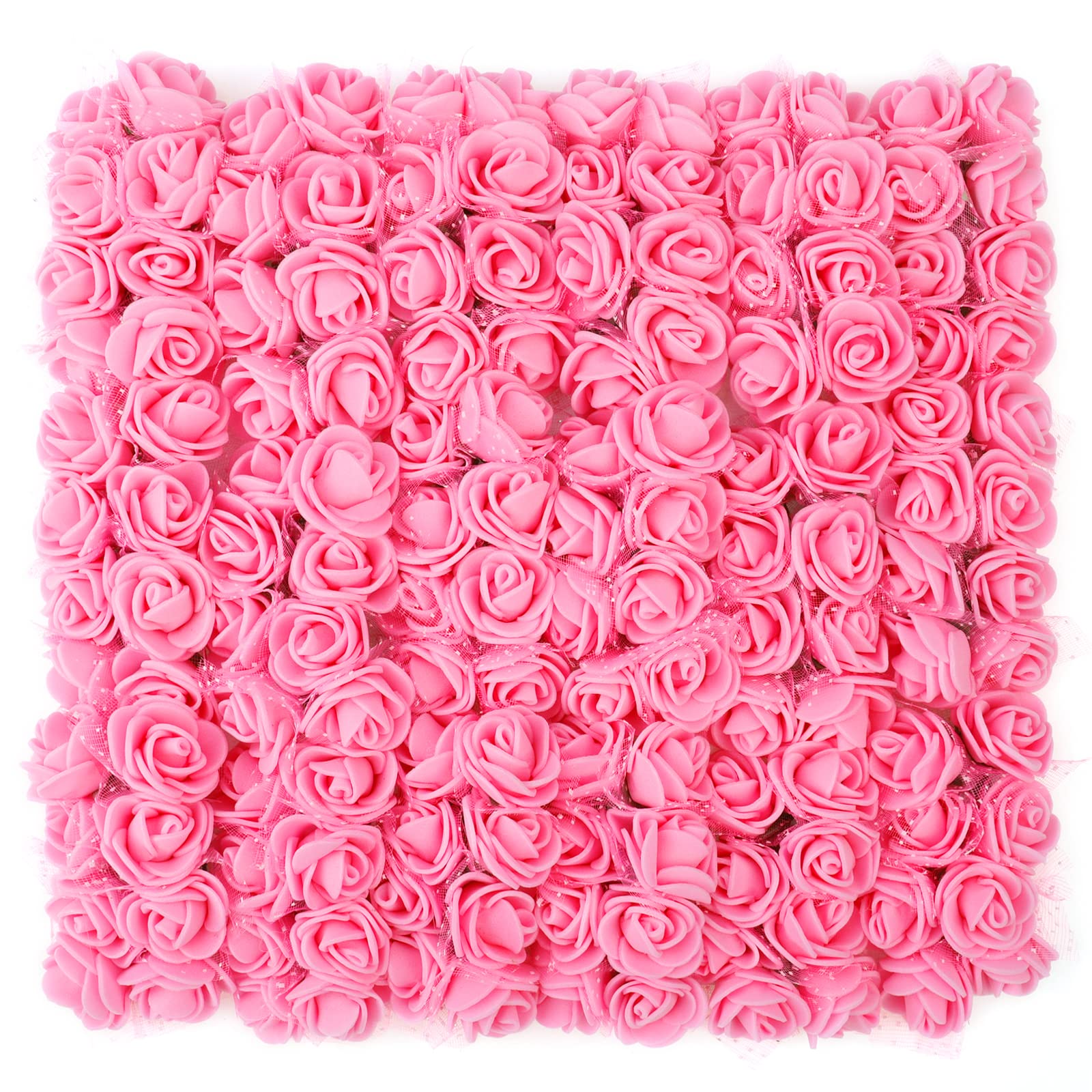 MWOOT Pink Artificial Rose Flower Heads, 144Pcs Small Fake Rose Flower for DIY Wedding Flowers Accessories Make Bridal Hair Clips Headbands Dress, 2.5CM Faux Flower Heads for Crafts