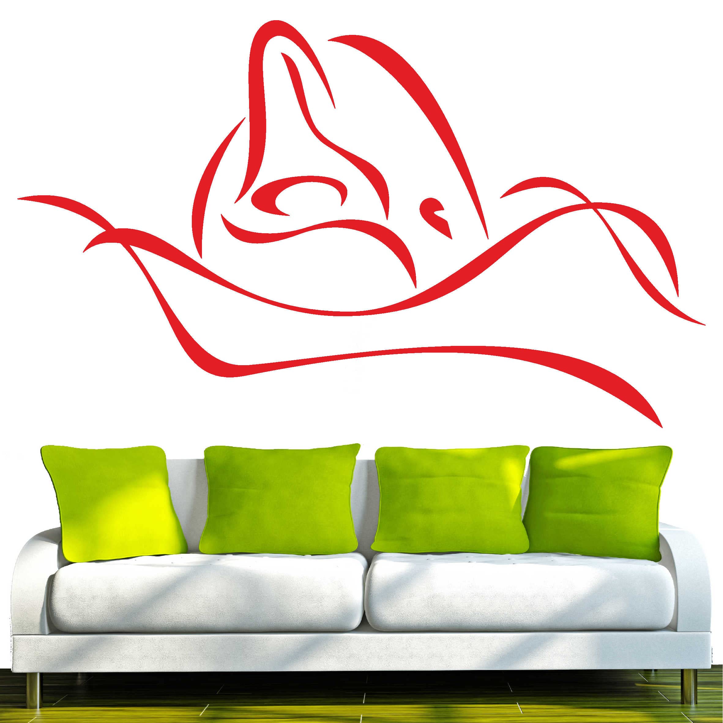 INDIGOS Wall Sticker d243 Beautiful Dolphin Tribal 96 x 56 cm Red, Vinyl, 96 x 56 x 1 cm โ image 1