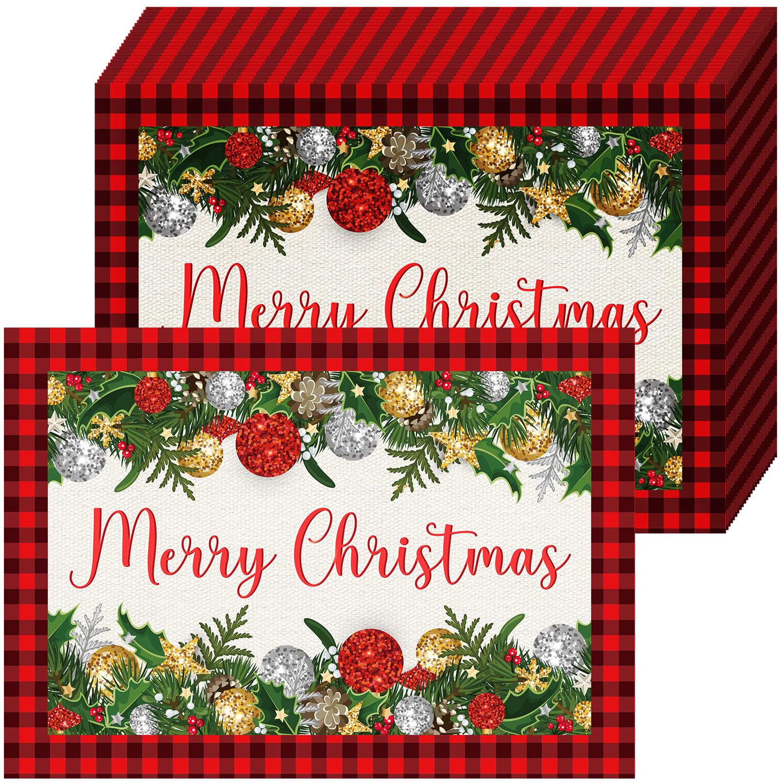 Photo 1 of 100 Pcs Paper Placemats Disposable Placement Mats for Dining Table Bulk Placemats Holiday Dinner Table Setting Bridal Shower Wedding Party Decoration, 10 x 14 Inch (Plaid)