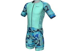 WIXEN SPORTS Wixen Men’s Aero Triathlon Suit – Quick Dry, Breathable Men Tri Suit with Rear Pockets Skinsuit for Swim Bike Run