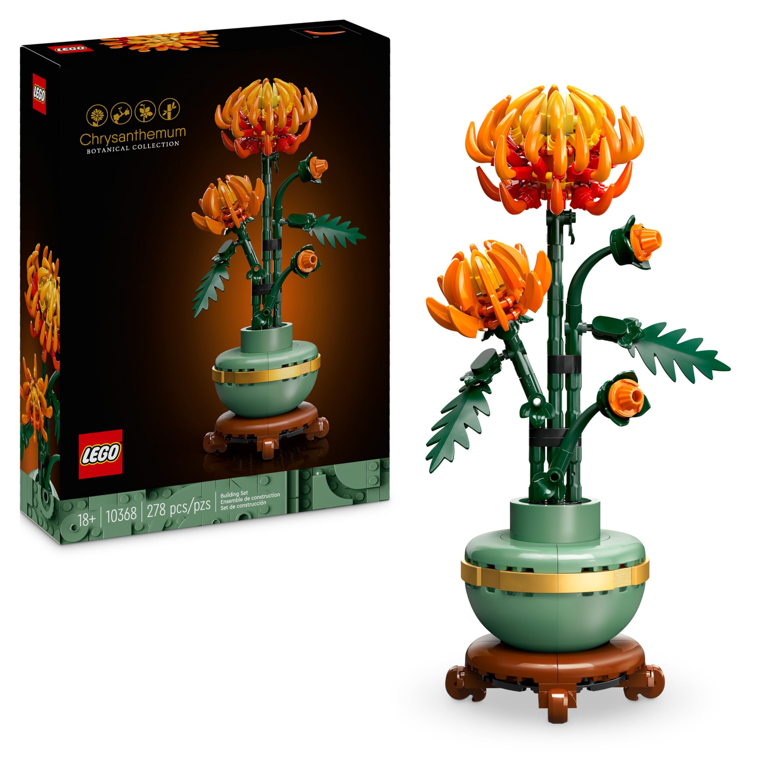 LEGO Botanicals Chrysanthemum - Artificial Flower Building Set - Creative Model Kit for Adults to Build - Faux Plant Gift for Women and Men - DIY Home Office Decor - 10368