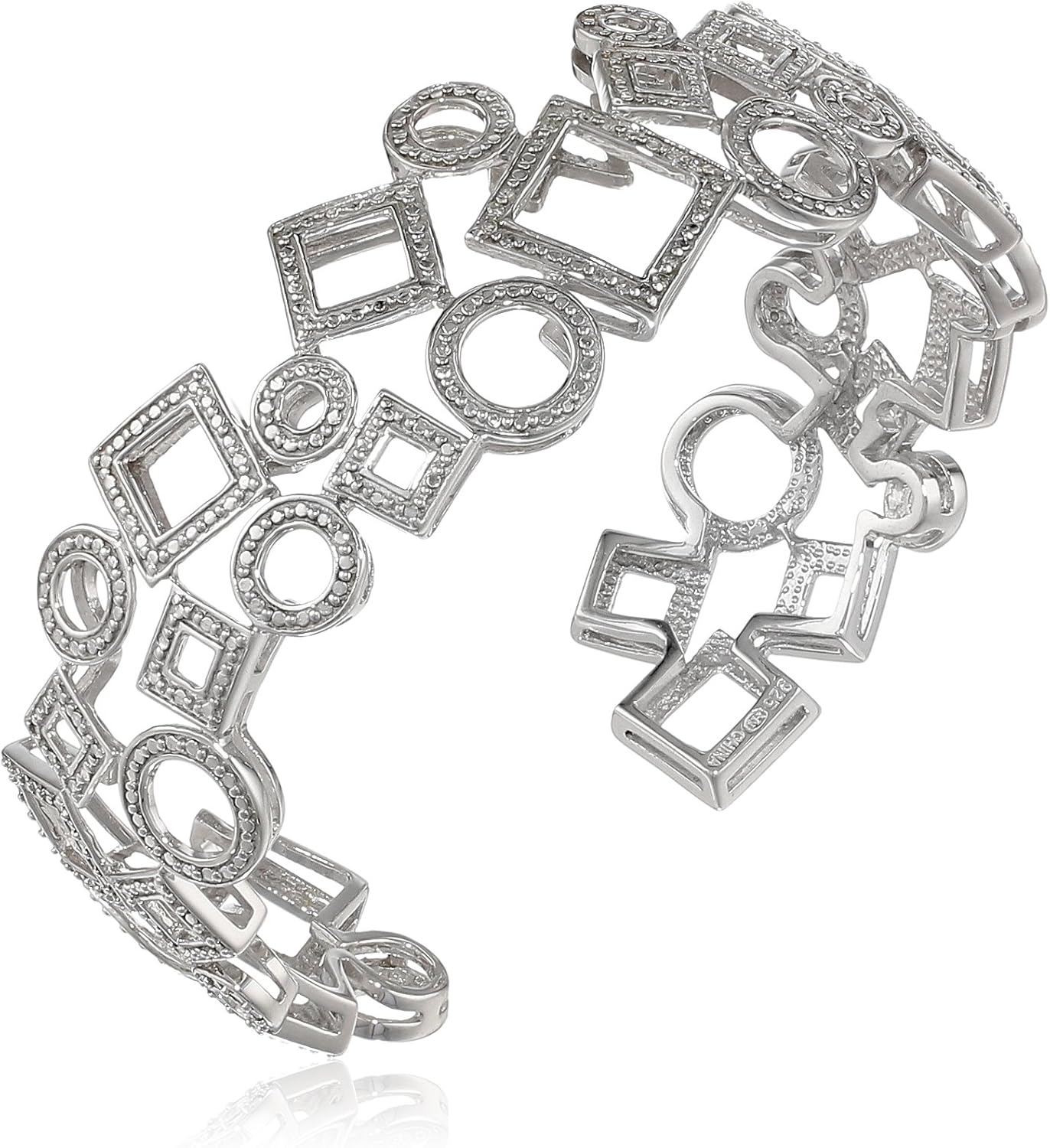 Silver Diamond Cuff Bracelet (1/10 Cttw, IJ Color, I2I3