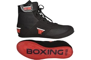 FISTRAGE FR FISTRAGE Leather Kick Boxing Shoes Fighting Sports Master Training Mesh Unisex Pro Men's and Youth Genuine Boot Light Weight | Black Color Boxing Shoes for Adults