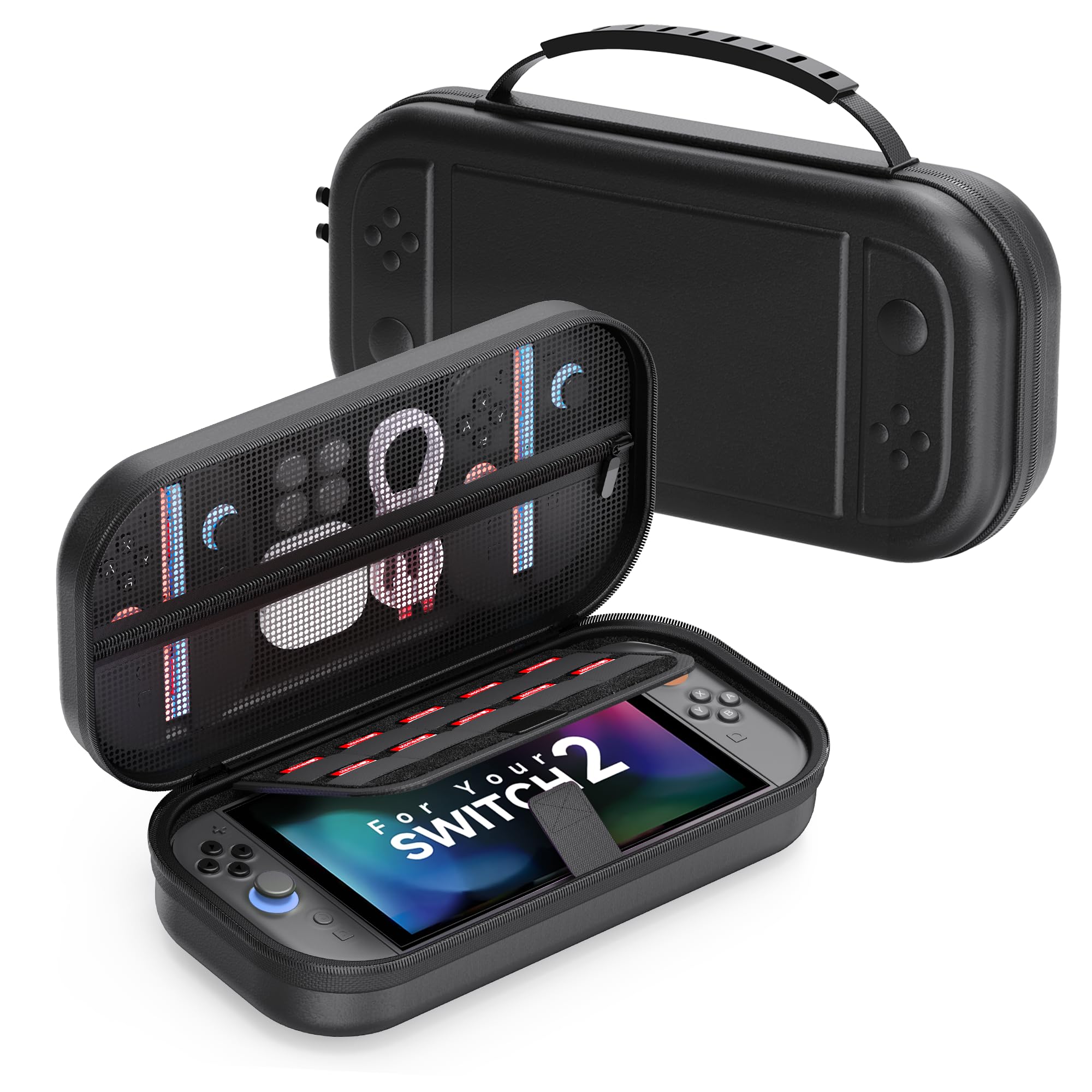 Carrying Case Compatible with Nintendo Switch 2 2025, Portable Travel Storage Case with Taller Design for Larger Capacity, Protective Hard Shell with 10 Game Card Slots, Carry Hand Bag Pouch, Black