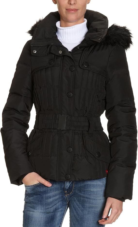 edc by ESPRIT Damen Jacke 091CC1G010, Gr. 40 (L), Schwarz (Black 001