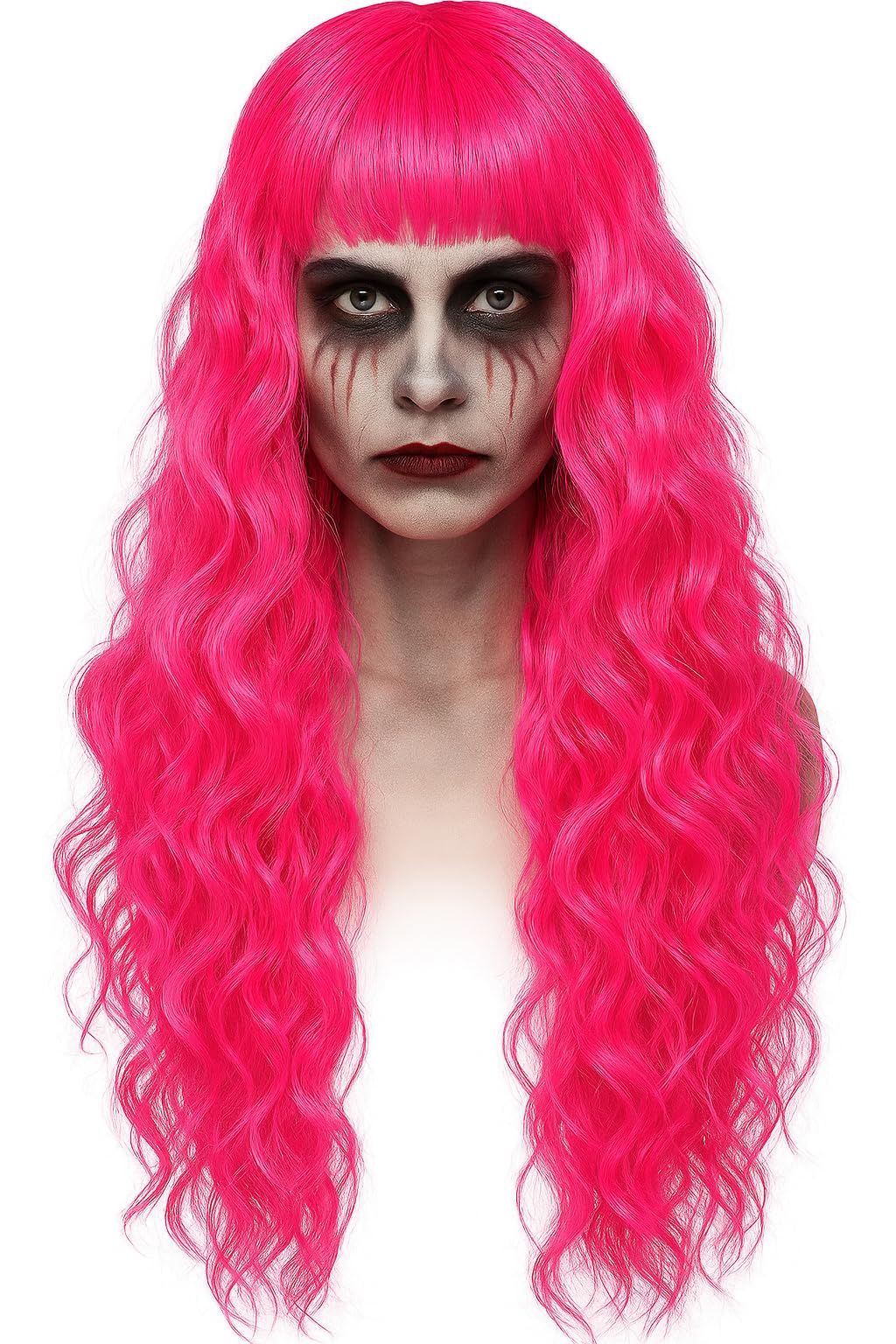 Matissa WOMEN'S LADIES LONG WAVY WIG FANCY DRESS COSPLAY WIGS POP PARTY COSTUME (Neon Pink) โ image 1