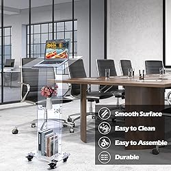 Chitidr Acrylic Podium Stand with Lockable Wheels
