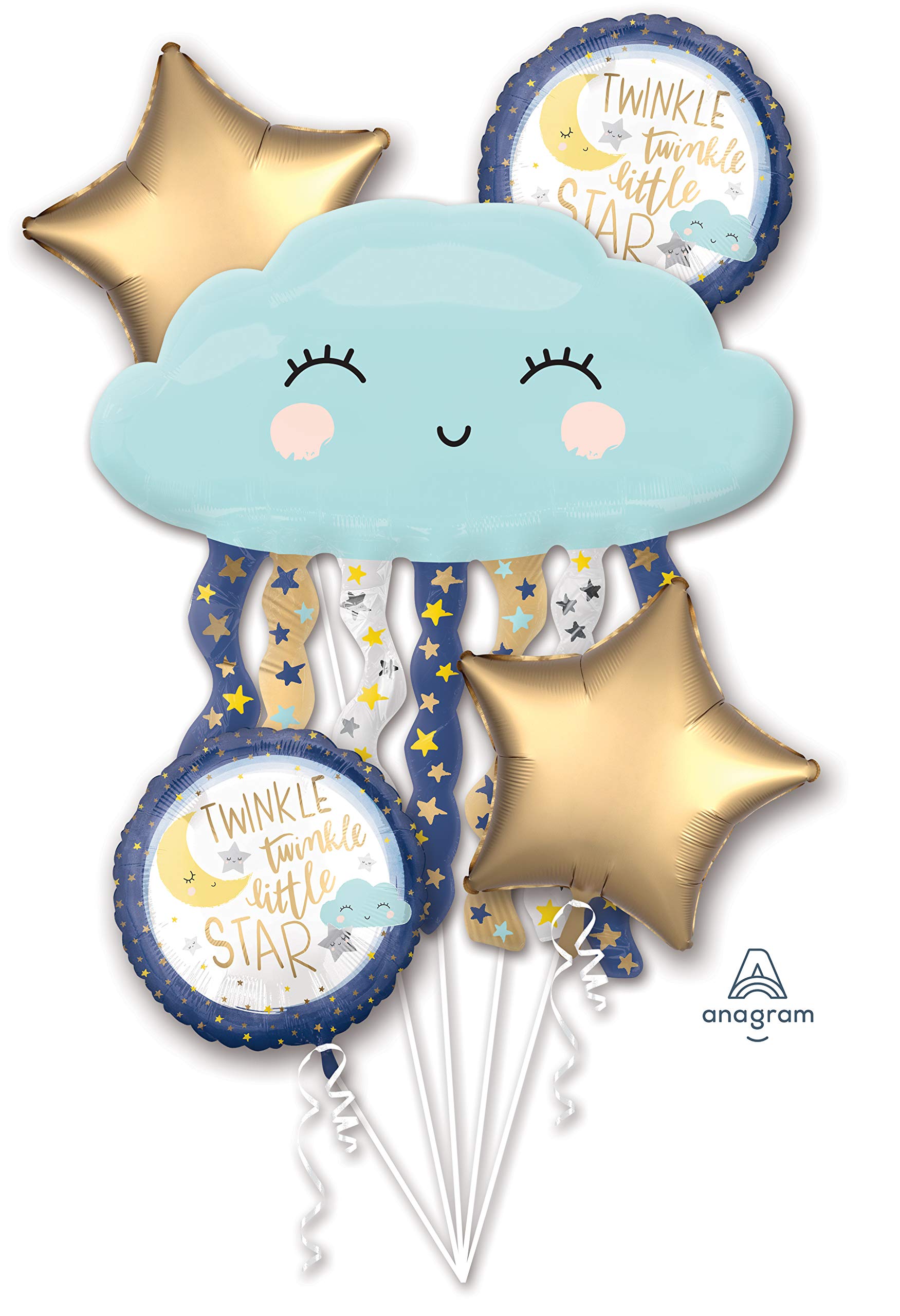 amscan 3850701 - Bqt: Twinkle Little Star 5 Piece Foil Balloon Bouquet P75
