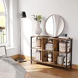 VASAGLE Industrial Bookshelf 6 Compartments Rustic Brown Black 120x33x80 cm view 5