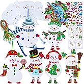 Winlyn 24 Sets Christmas Craft Kits Winter Crafts DIY Christmas Snowman Ornaments Decorations Art Sets Snowman Christmas Foam Stickers Arts and Crafts for Kids Holiday Art Project Classroom Activities
