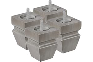 TEXPHW Square Wood Furniture Legs Set of 4 - Wooden Replacement Feet for Couch, Bed, Bench, Dresser, Rubber Wood Parts for Table, Sofa, Wooden Legs Chairs Complete with Installation Hardware (3 inch Grey)