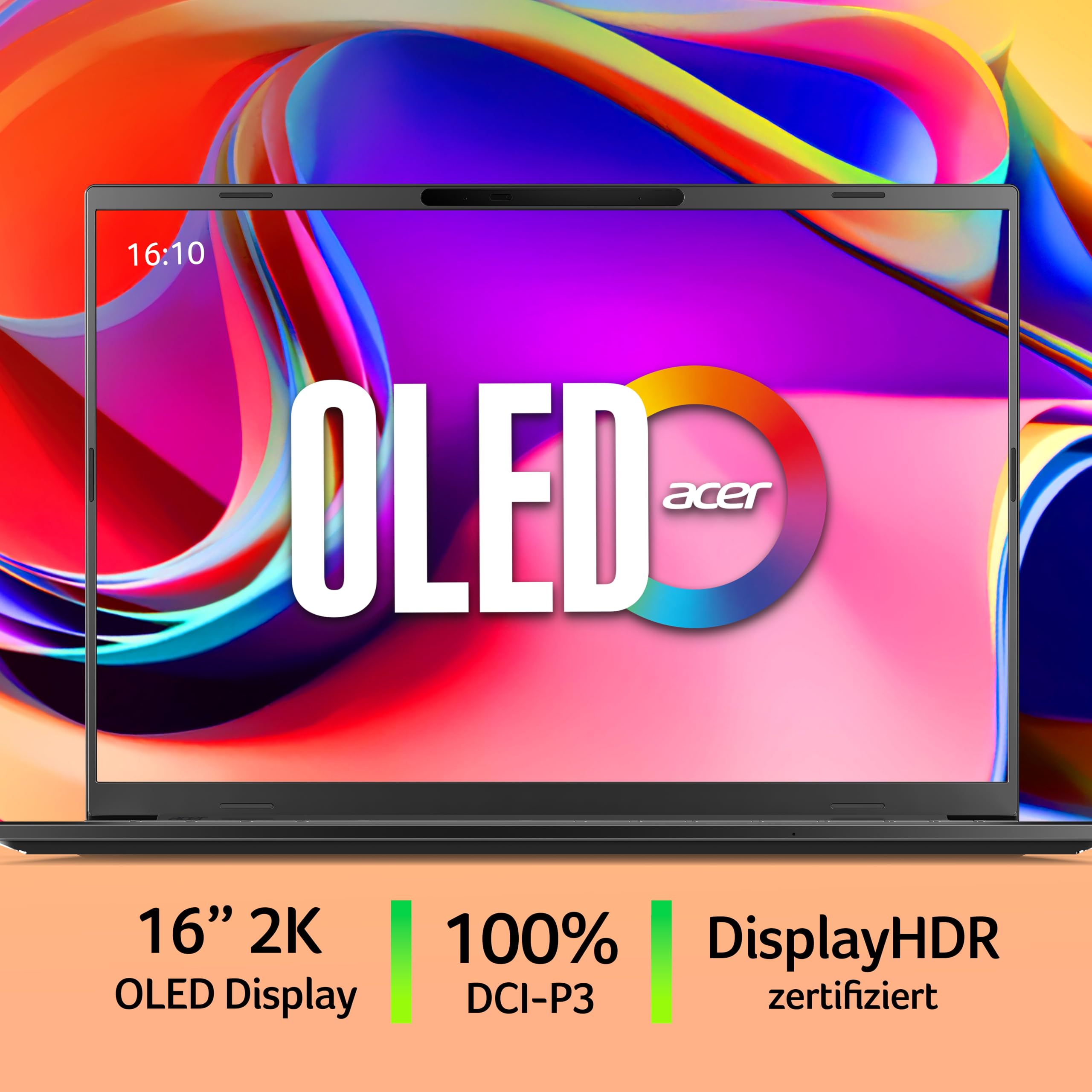 acer Aspire 16 AI OLED (A16-61M-R8RH) AI Laptop, Copilot+ PC, 16 Inch WUXGA+ OLED 120Hz Display, AMD Ryzen AI 5 340, 16 GB RAM, 512 GB SSD, AMD Radeon 840M, Windows 11, QWERTZ Keyboard, Grey 3