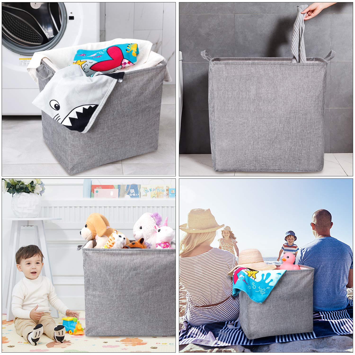 Cesto para la Ropa Sucia de Lino con Cierre de cordón Rectangular